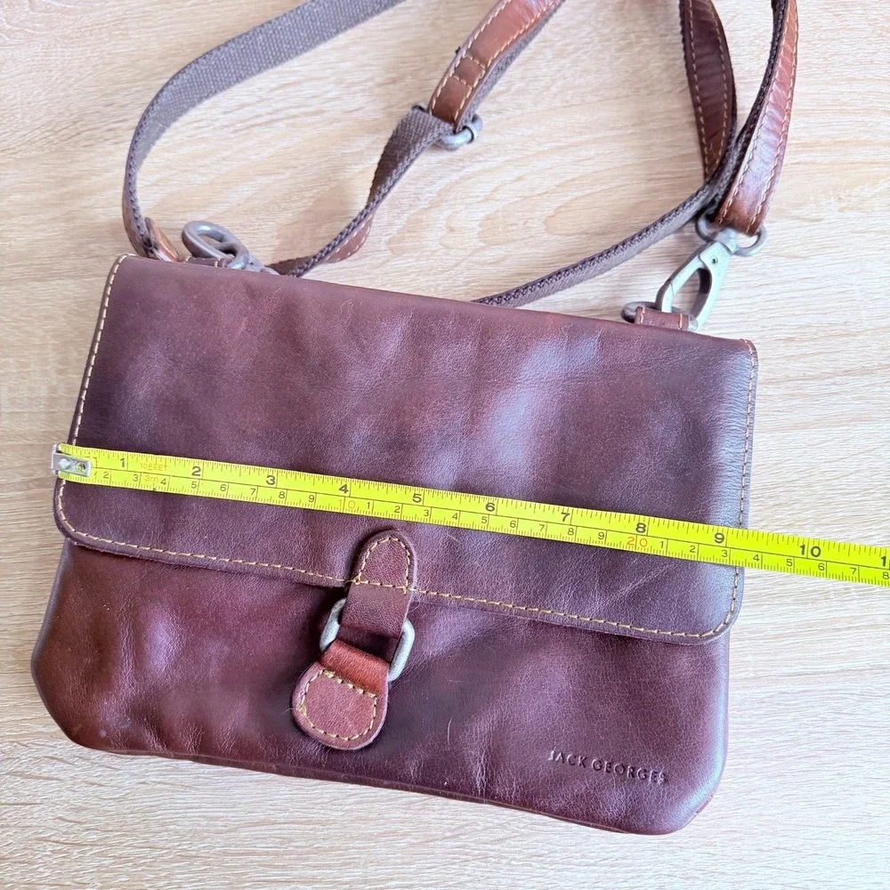 Jack Georges Leather Small Crossbody Flap‎ Pockets Adjustable Rustic Classic